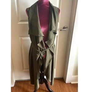 Blu Pepper Long Drape Vest in Olive Green - 1X